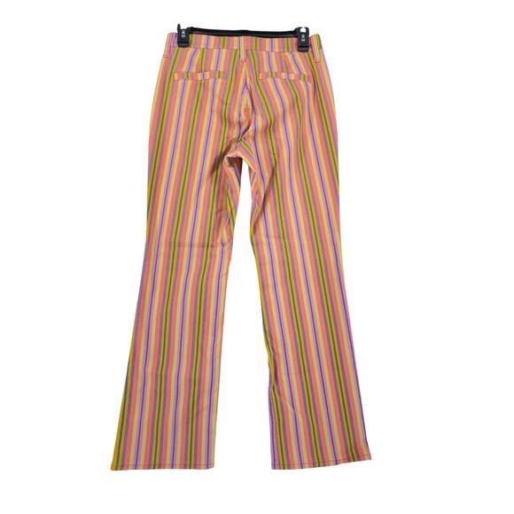 J.Crew Women’s Striped Flare Pants Size 25 Multicolor Pink Yellow Summer Preppy - Picture 2 of 5